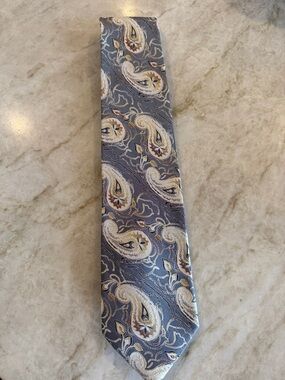 Emilio Ponti Gray Paisley Men's Italian silk tie